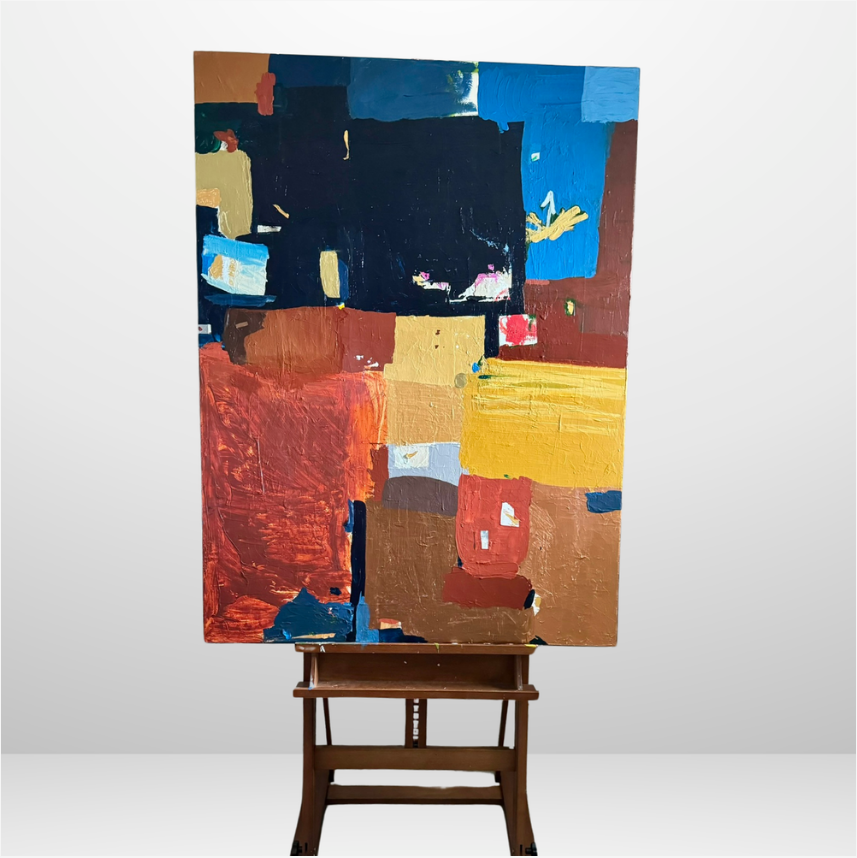 Abstract acrylic on canvas painting by artist Meena Marzano titled A Sunset On The Eastside