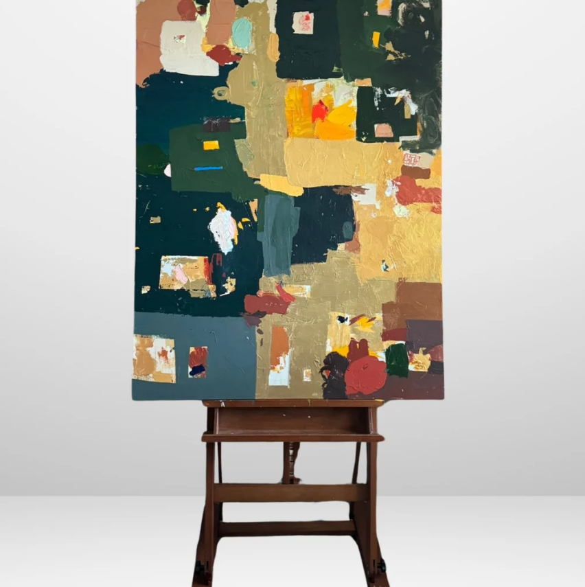 Abstract acrylic on canvas painting by artist Meena Marzano titled Don't Miss the Tree for the Forest