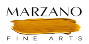 Marzano Fine Arts logo featuring elegant lettering and a gold brushstroke.