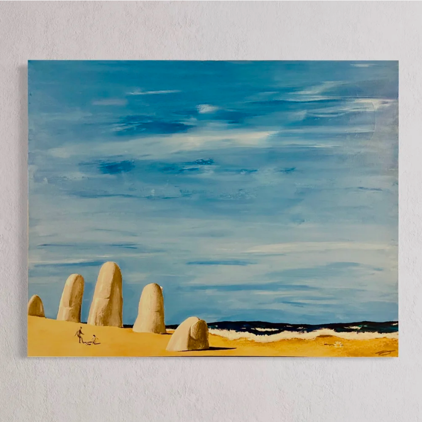 Abstract acrylic on canvas painting by artist Meena Marzano titled Rest In Carnival Grandma