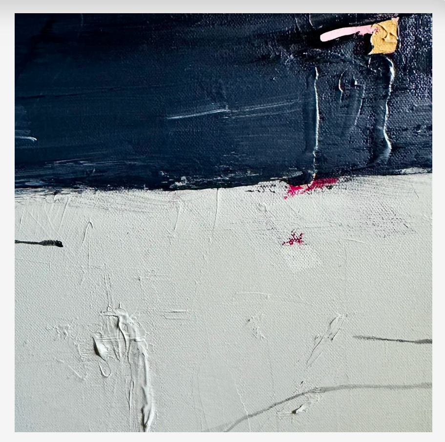 Abstract acrylic on canvas painting by artist Meena Marzano titled The Tip of the Iceberg is Actually At The Bottom